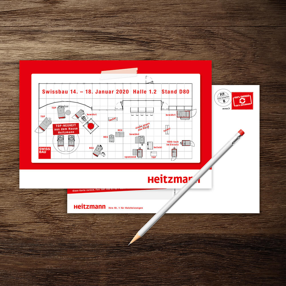 Flyer Swissbau Heitzmann als Kundenreferenz von Bacher PrePress