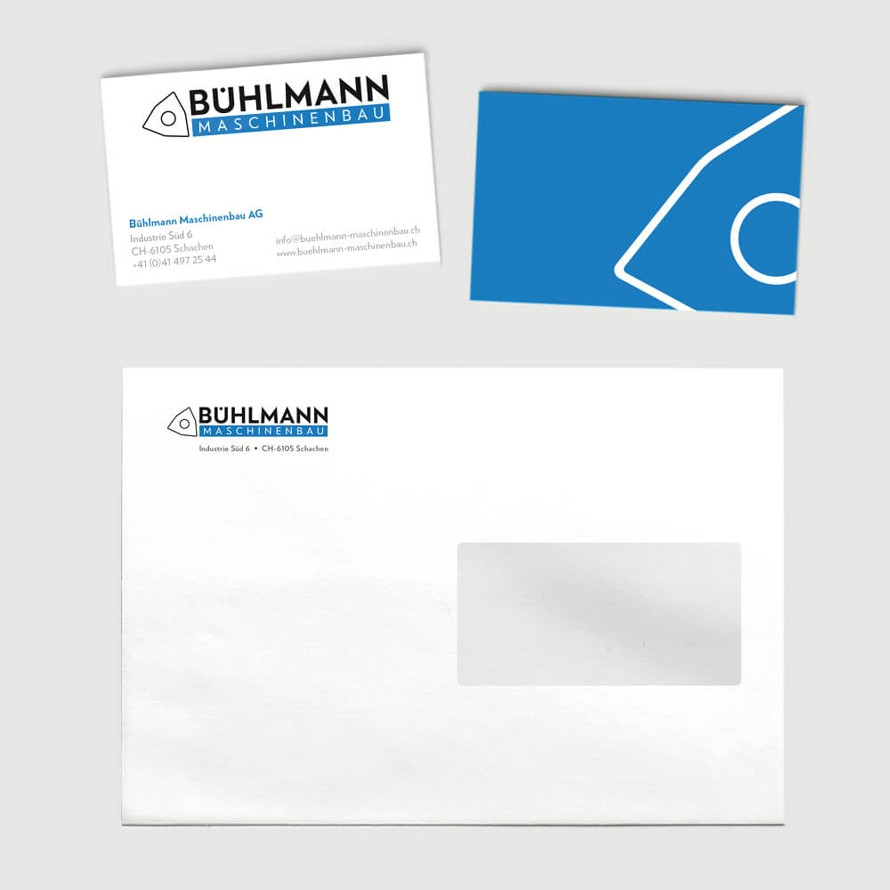 Briefschaften mit Kuvert und Visitenkarten von Bühlmann Maschinenbau